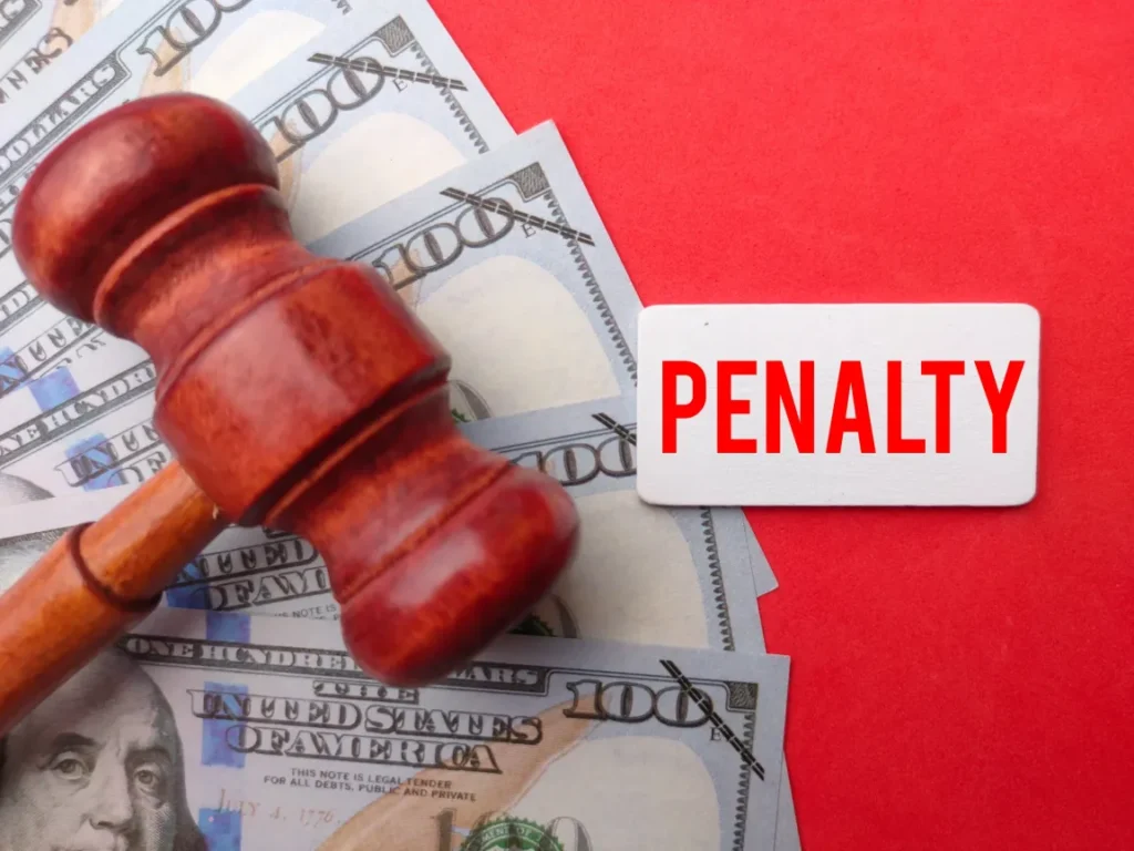 Illustration of individuals facing fines and penalties due to fraudulent SNAP benefits use 